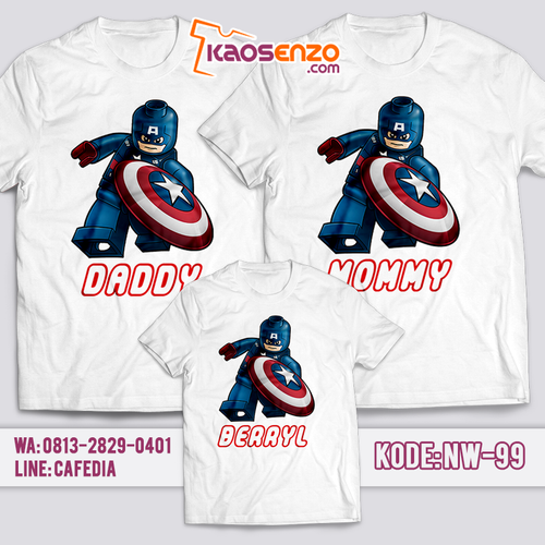 Baju Kaos Couple Keluarga | Kaos Captain America Anak | Baju Kaos Ultah Motif Captain America