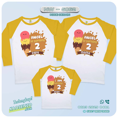 Baju Kaos Couple Keluarga Ice Cream | Kaos Ultah Anak Es Krim | Kaos Ice Cream - NW 5062