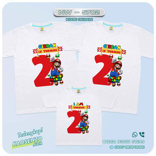 Baju Kaos Couple Keluarga Super Mario | Kaos Ulang Tahun Anak Super Mario | Kaos Super Mario - NW 5702