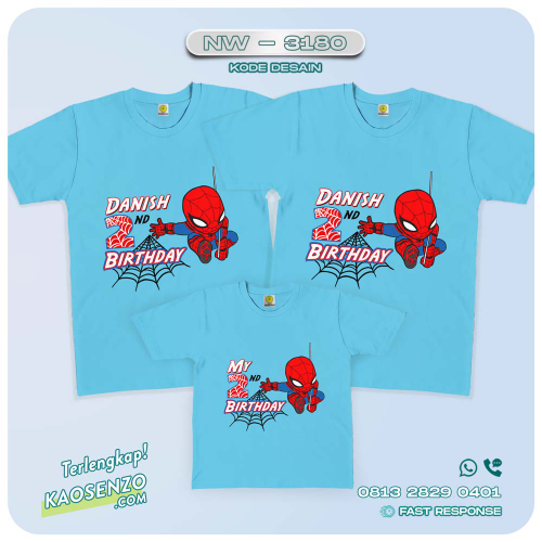 Kaos Couple Keluarga Spiderman | Kaos Ultah Anak | Kaos Spiderman - NW 3180