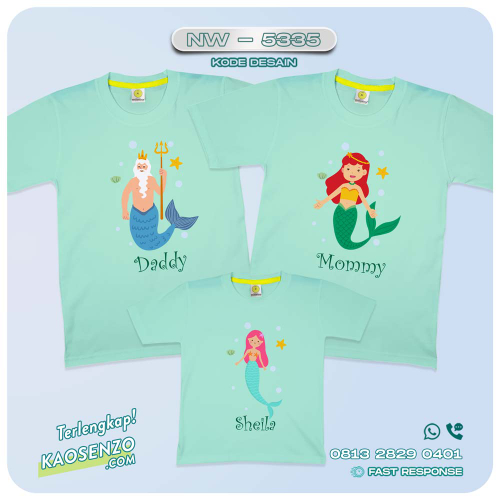 Baju Kaos Couple Keluarga Mermaid | Kaos Family Custom Mermaid | Kaos Mermaid - NW 5335
