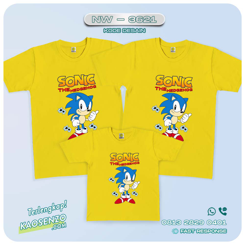 Kaos Couple Keluarga Sonic | Kaos Ulang Tahun Anak | Kaos Sonic - NW 3621