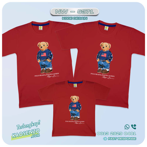 Baju Kaos Couple Keluarga Bear | Kaos Family Custom Bear | Kaos Beruang - NW 5371