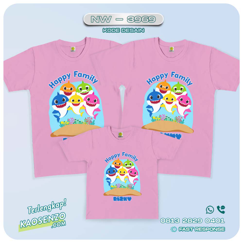 Kaos Couple Keluarga Baby Shark | Kaos Ulang Tahun Anak | Kaos Baby Shark - NW 3969