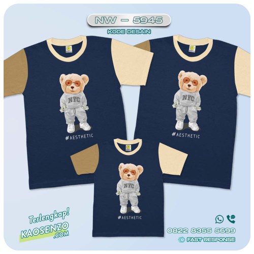 Baju Kaos Couple Keluarga Bear | Kaos Family Custom Bear | Kaos Beruang - NW 5945