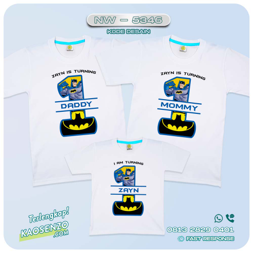 Baju Kaos Couple Keluarga Batman | Kaos Family Custom Batman | Kaos Ultah Anak | Kaos Batman - NW 5346