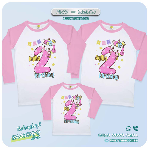 Baju Kaos Couple Keluarga Unicorn | Kaos Ultah Anak | Kaos Family Custom | Kaos Unicorn - NW 5200