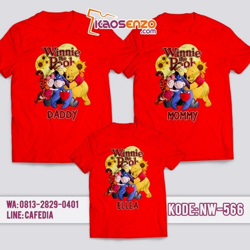 Baju Kaos Couple Keluarga | Kaos Family Custom Online | Kaos Winnie The Pooh - NW 566