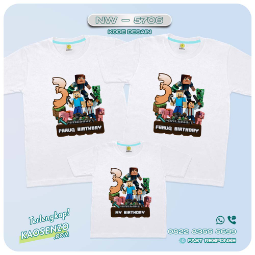 Baju Kaos Couple Keluarga Minecraft | Kaos Family Custom Minecraft | Kaos Minecraft - NW 5706