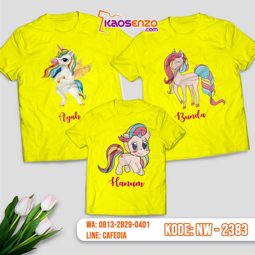 Baju Kaos Couple Keluarga Unicorn | Kaos Family Custom | Kaos Unicorn - NW 2383
