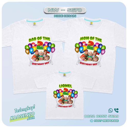 Baju Kaos Couple Keluarga Cocomelon | Kaos Ultah Anak | Kaos Cocomelon - NW 5670