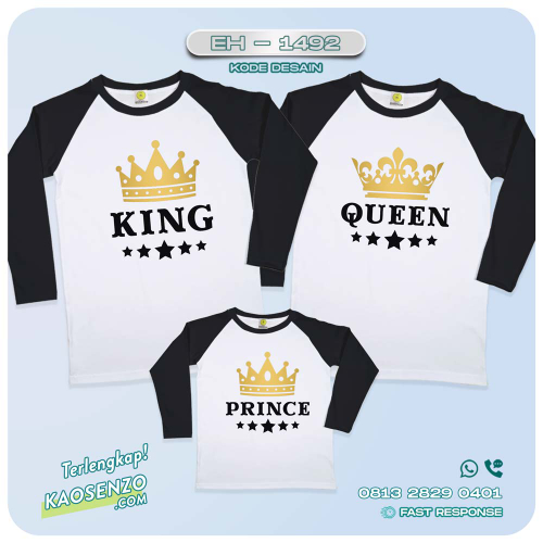 Baju Kaos Couple Keluarga King Queen | Kaos Couple Family Custom | Kaos motif King Queen - EH-1492