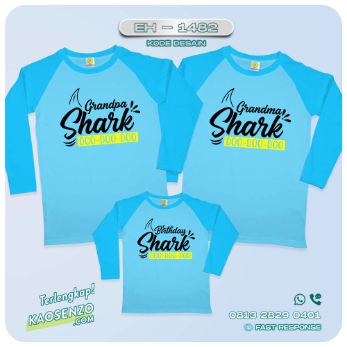 Baju Kaos Couple Keluarga Baby Shark| Kaos Custom Family Baby Shark| Kaos Motif Baby Shark - EH 1482
