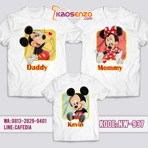 Baju Kaos Couple Keluarga | Kaos Family Custom Mickey & Minnie Mouse - NW 937