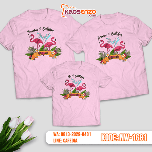 Kaos Couple Keluarga Flamingo | Kaos Ulang Tahun Anak | Kaos Flamingo - NW 1681