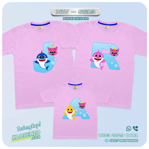 Kaos Couple Keluarga Baby Shark | Kaos Ulang Tahun Anak | Kaos Baby Shark - NW 5513