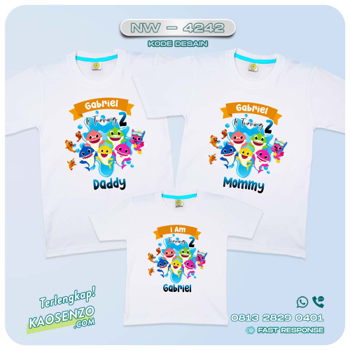 Baju Kaos Couple Keluarga Baby Shark | Kaos Family Custom | Kaos Baby Shark - NW 4242