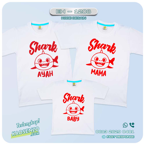 Baju Kaos Couple Keluarga | Kaos Family Custom Baby Shark - EH 1208