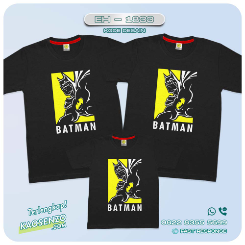 Baju Kaos Couple Keluarga Batman | Kaos Family Custom Batman | Kaos Motif Batman - EH 1833