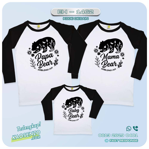 Baju Kaos Couple Keluarga Bear | Kaos Custom Family Bear | Kaos Motif Beruang - EH 1462