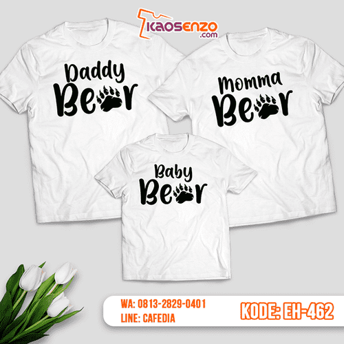 Baju Kaos Couple Keluarga | Kaos Family Custom Motif Bear - EH 462