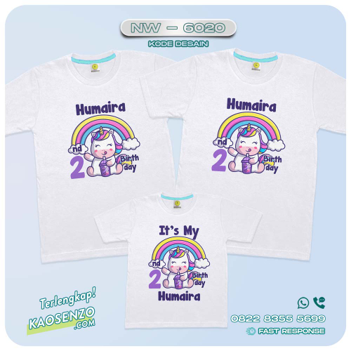 Baju Kaos Couple Keluarga Unicorn | Kaos Ultah Anak | Kaos Family Custom | Kaos Unicorn - NW 6020