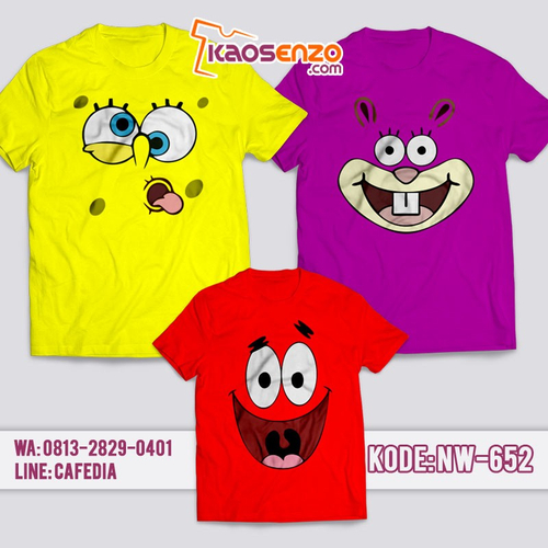 Baju Kaos Couple Keluarga | Kaos Family Custom Spongebob - NW 652