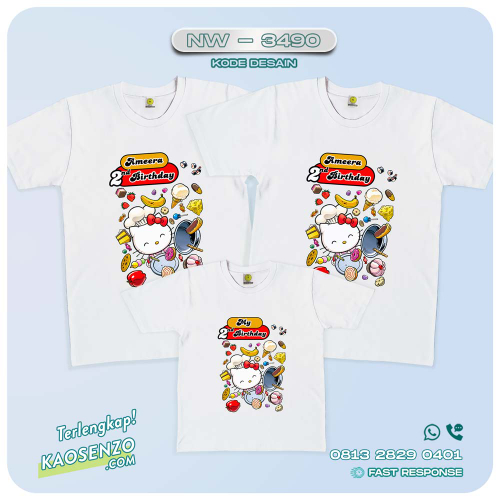 Baju Kaos Couple Keluarga Hello Kitty | Kaos Family Custom | Kaos Hello Kitty - NW 3490