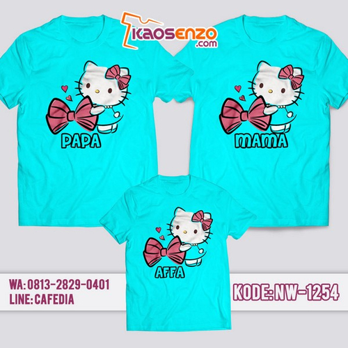 Baju Kaos Couple Keluarga Hello Kitty | Kaos Family Custom | Kaos Hello Kitty - NW 1254