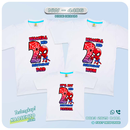Baju Kaos Couple Keluarga Spiderman | Kaos Ulang Tahun Anak | Kaos Spiderman - NW 4406