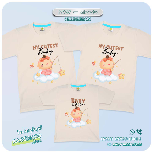 Baju Kaos Couple Keluarga Cute Baby | Kaos Family Custom | Kaos Cute Baby - NW 4775