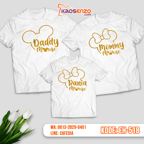 Baju Kaos Couple Keluarga | Kaos Family Custom Mickey Minnie Mouse - EH 518