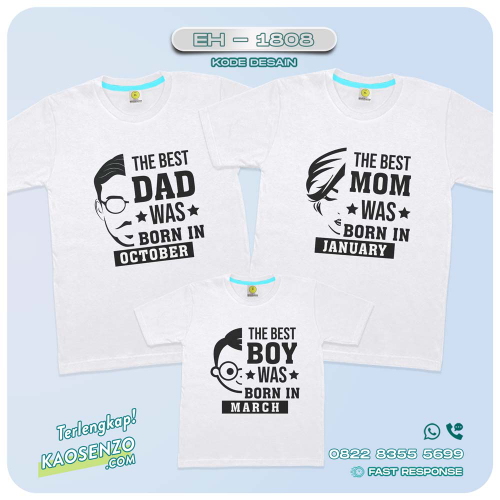 Baju Kaos Couple Keluarga | Kaos Family Custom | Kaos Motif Best Dad Mom - EH - 1808