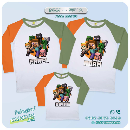 Baju Kaos Couple Keluarga Minecraft | Kaos Family Custom Minecraft | Kaos Minecraft - NW 5711