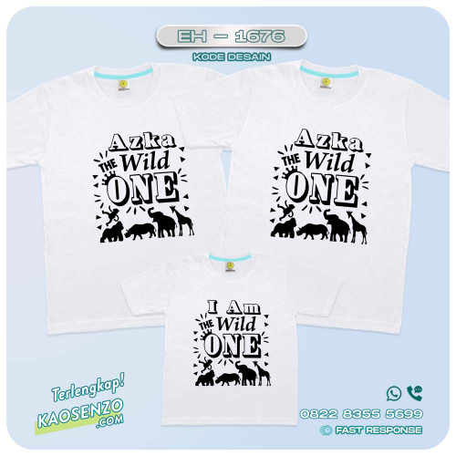 Baju Kaos Couple Keluarga | Kaos Ultah Anak Animal Zoo | Kaos Motif Wild Animal - EH - 1676