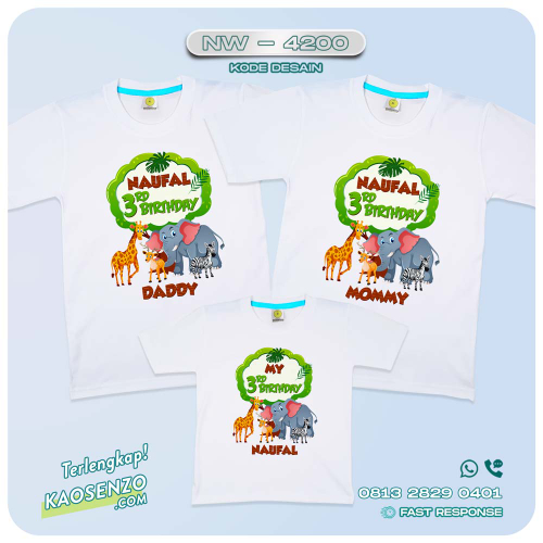 Baju Kaos Couple Keluarga Animal Zoo | Kaos Ultah Anak | Kaos Animal Zoo - NW 4200