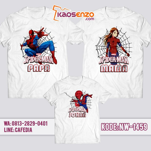 Baju Kaos Couple Keluarga Spiderman | Kaos Family Custom | Kaos Spiderman - NW 1459