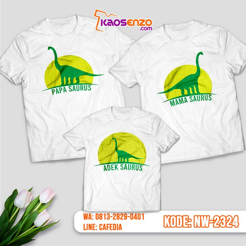 Baju Kaos Couple Keluarga Dinosaurus | Kaos Ultah Anak | Kaos Dinosaurus - NW 2324