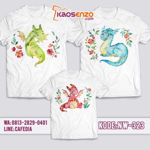 Baju Kaos Couple Keluarga | Kaos Family Custom Dinosaurus - NW 323