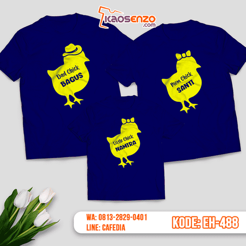 Baju Kaos Couple Keluarga | Kaos Family Custom Motif Ayam - EH 488