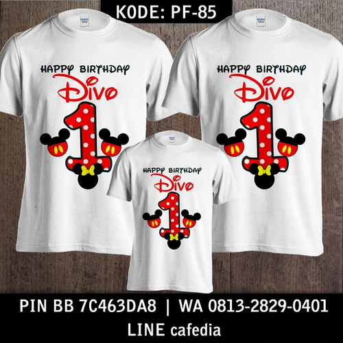 Kaos Couple Keluarga | Kaos Ulang Tahun Anak Mickey & Minnie Mouse - PF 85