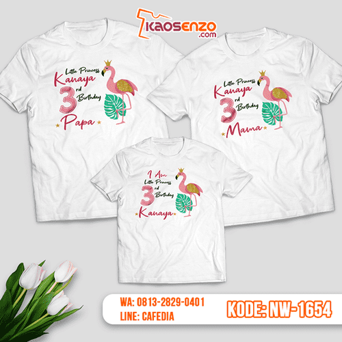 Baju Kaos Couple Keluarga Flamingo | Kaos Ultah Anak | Kaos Flamingo - NW 1654
