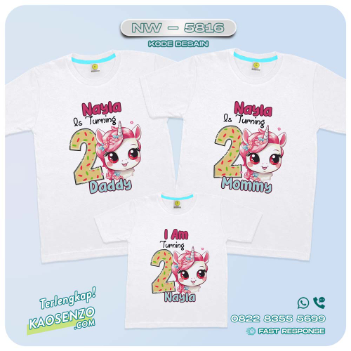 Baju Kaos Couple Keluarga Unicorn | Kaos Ultah Anak | Kaos Family Custom | Kaos Unicorn - NW 5816