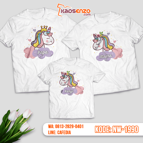 Baju Kaos Couple Keluarga Unicorn | Kaos Family Custom | Kaos Unicorn - NW 1990