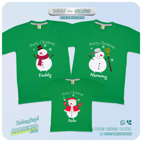 Baju Kaos Couple Keluarga Natal | Kaos Family Custom Snowman Christmas | Kaos Natal - NW 5163