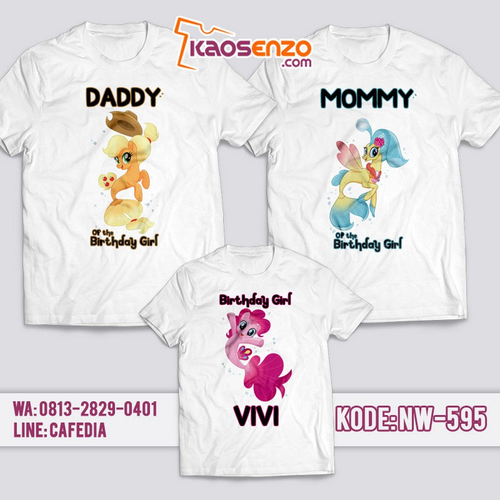 Kaos Couple Keluarga | Kaos Ulang Tahun Anak Little Pony - NW 595