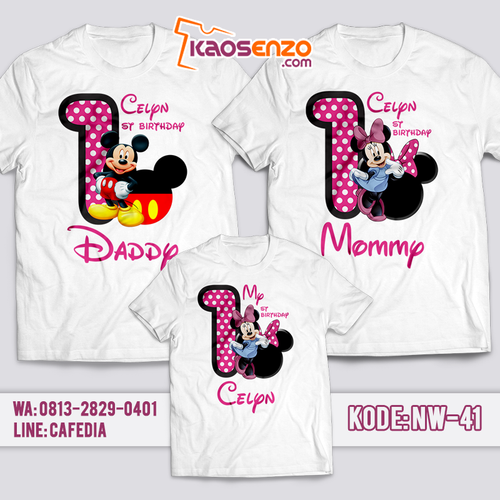Baju Couple Keluarga | Baju Kaos Ultah Minnie Mickey Mouse