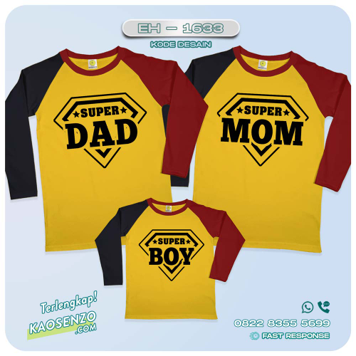 Baju Kaos Couple Keluarga | Kaos Couple Family Custom Superdad Supermom | Kaos motif Superdad Supermom EH 1632