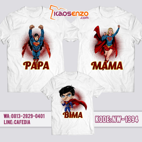 Baju Kaos Couple Keluarga Superman | Kaos Family Custom | Kaos Superman - NW 1394