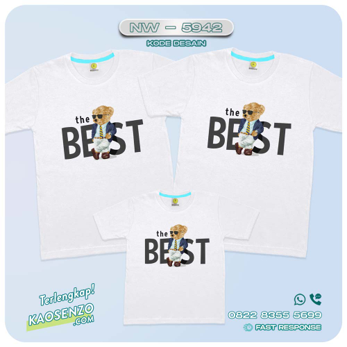 Baju Kaos Couple Keluarga Bear | Kaos Family Custom Bear | Kaos Beruang - NW 5942